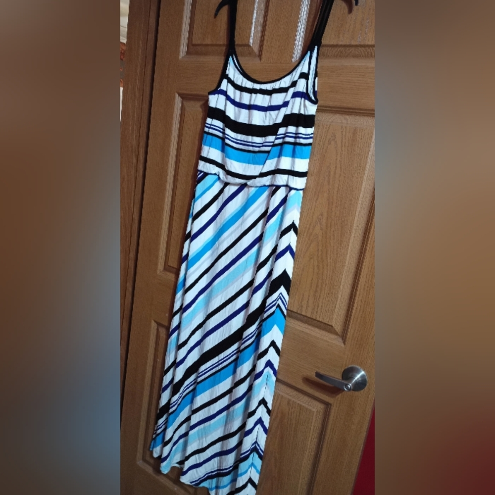 White House Black Market Chevron Maxi Dress - Blue and Black
